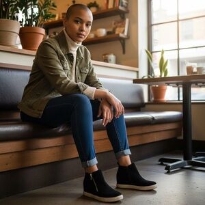 Madden Girl/Steve Madden Women's Piper Hidden Wedge Suede Blk Dress Sneakers EUC